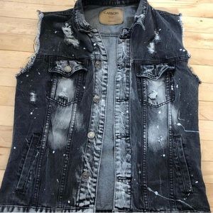 black jean jacket vest size M